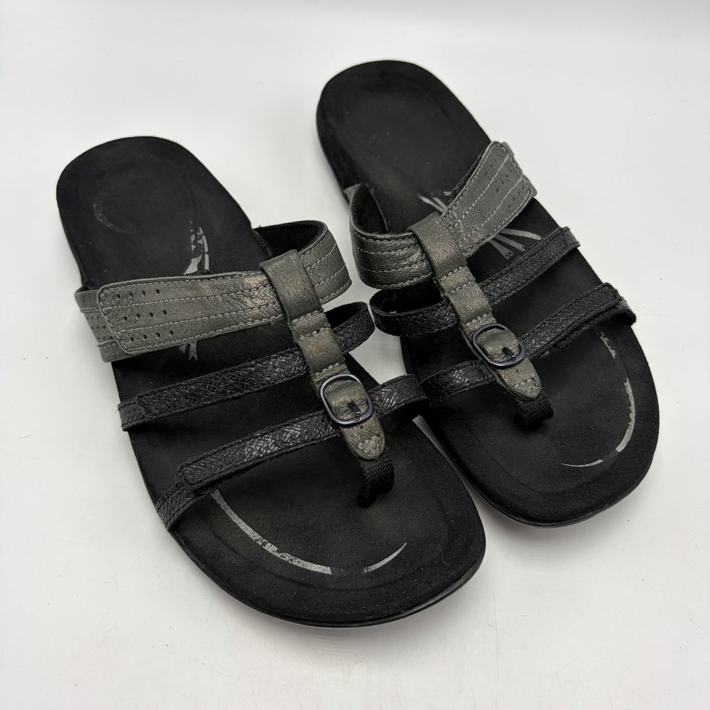 Abeo Slide Sandals Womens 8.5 N Black Gray Slip On Casual Comfort Adjustable